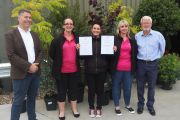 Staff from Thurrock Garden Centre and (right) GCA Inspector Andy Campbell